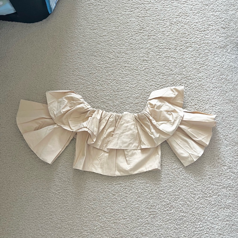 off the shoulder ruffle crop top